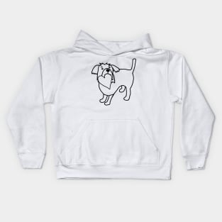 Cute Dog with Heart Line Drawing Valentines Day Kids Hoodie